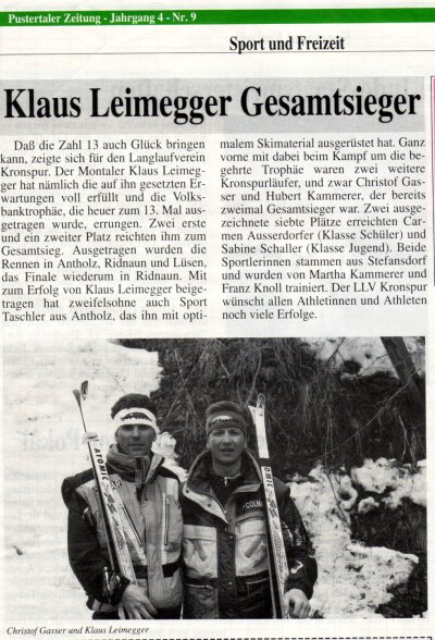 Klaus Leimegger Gesamtsieger